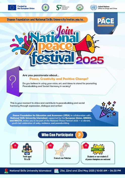 National Peace Festival 2025 Jointly Organized by the National Skills University, Islamabad and Shaoor Foundation - 21 -23 May