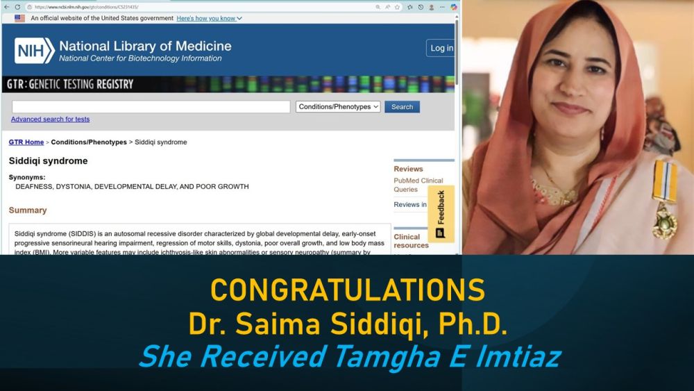 134/25 Pakistan's Hidden Genius: The Woman Behind 'Siddiqi Syndrome' – Now Honored with Tamgha-e-Imtiaz