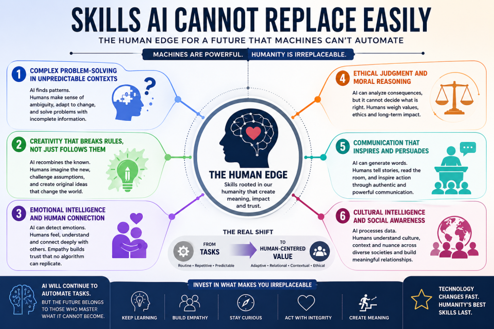 Skills AI Cannot Easily Replace - The Quiet Power of Being Human in an Intelligent Age
